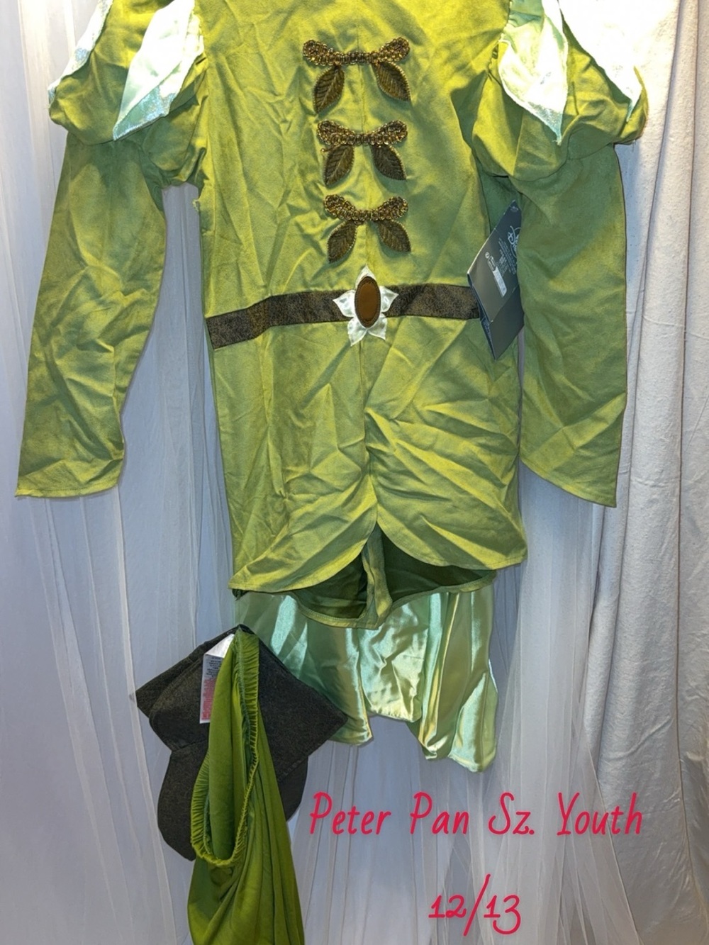 NWT Disney Peter Pan Green Tunic Costume youth sz. 12